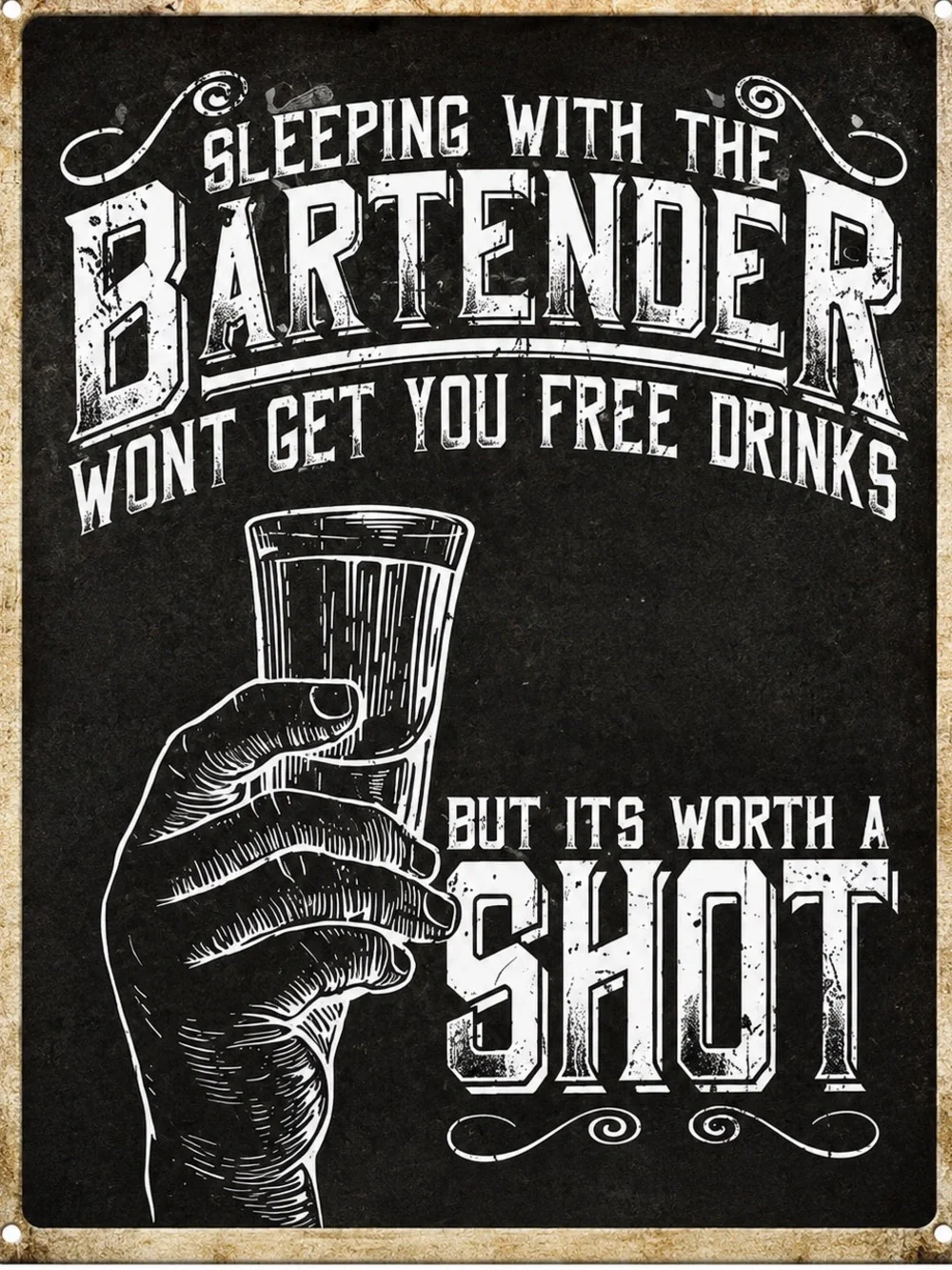 NEW Sleeping With The Bartender Metal Sign